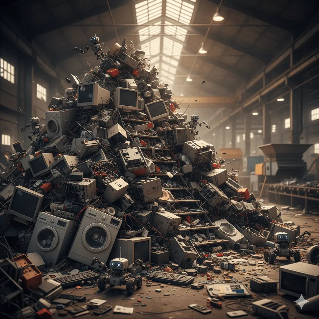 Electronic and mixed waste pile
