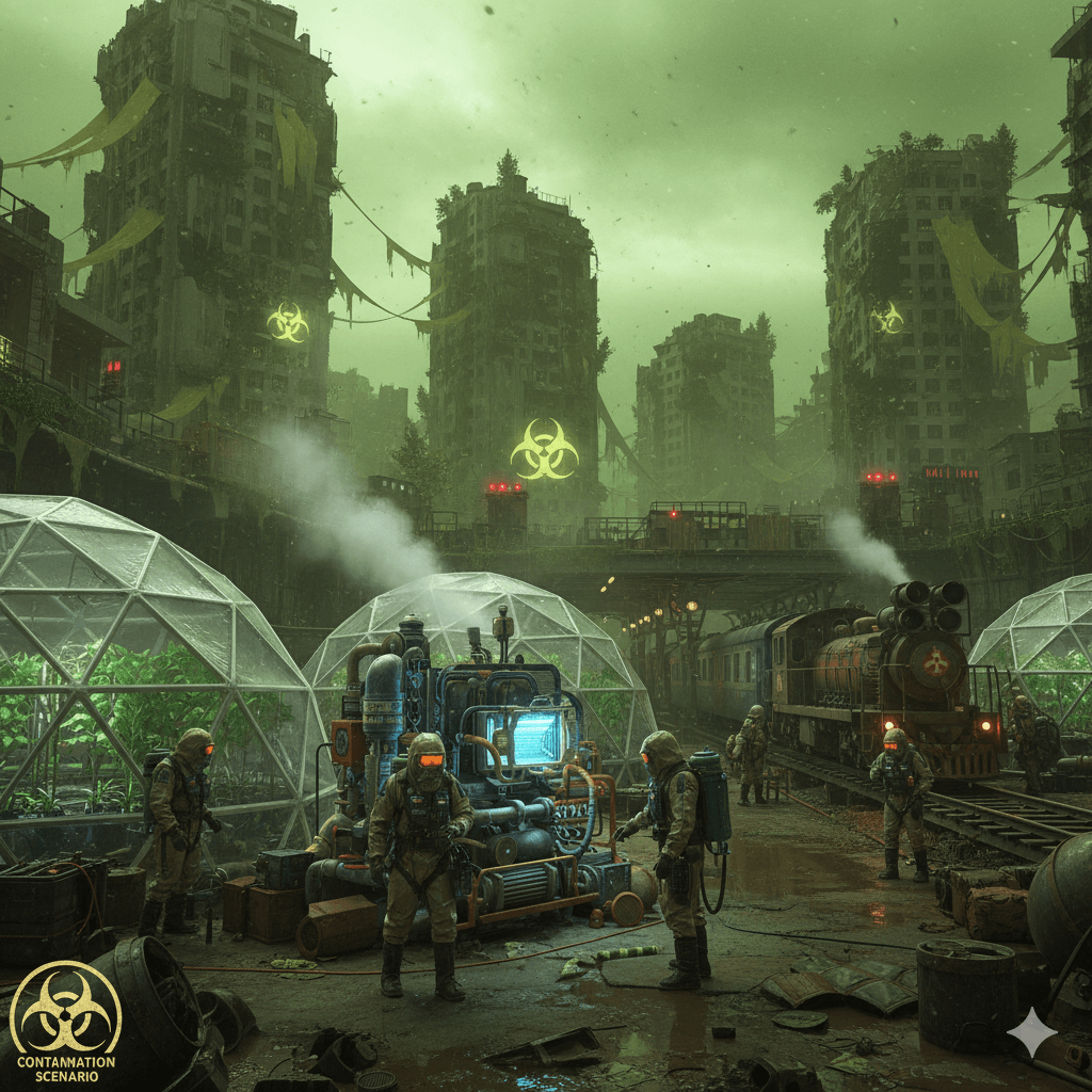 Image depicting the Contamination Scenario with isolation and biohazard efforts.